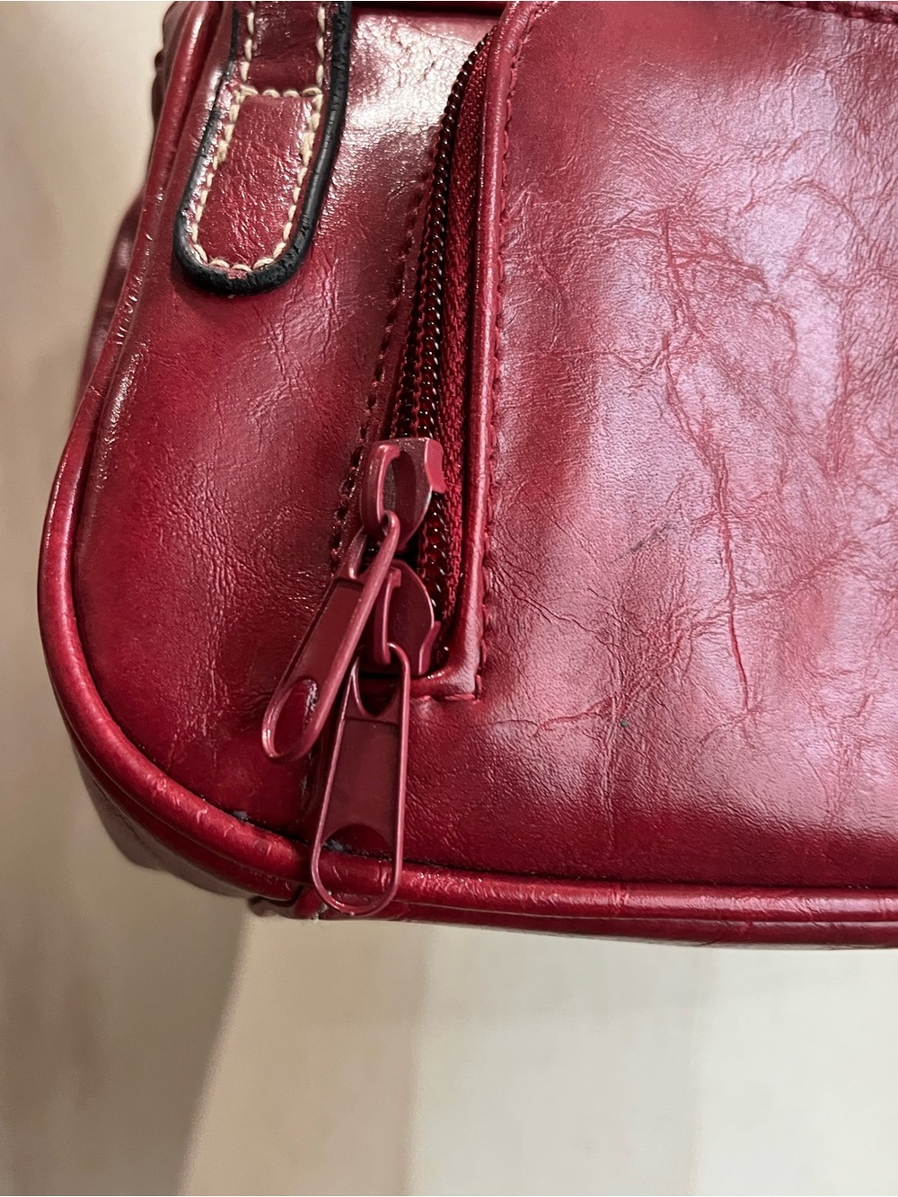 Y2K Red Shoulder Bag Coach Inspired Contrast Stitch Flap Pocket Purse - Picture 7 of 10